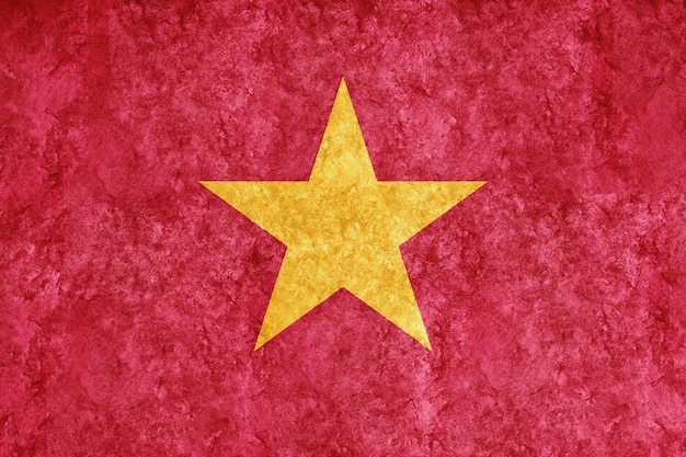 Drapeau Vietnam métallique, drapeau texturé, drapeau grunge