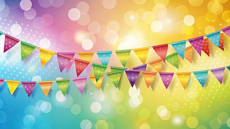 Photo gratuit des drapeaux colorés sur fond de bokeh