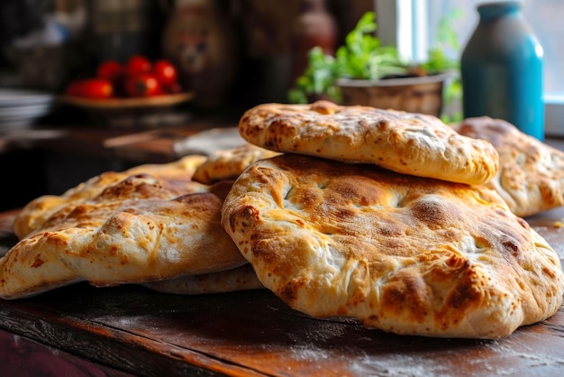 Du pain frais de la boulangerie d'à côté boulangerie préférée près de la maison traditionnel géorgien Puri