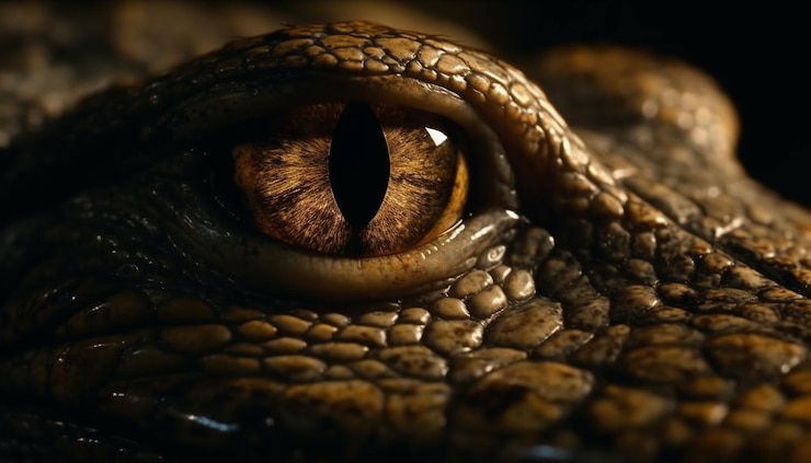 Photo gratuit des écailles de crocodile vert regardent dans les yeux de l'ia générative