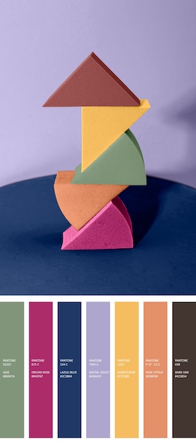 Photo gratuite Échantillons de couleurs tendance avec différents éléments