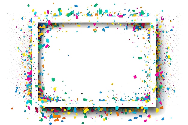Éclaboussures de confettis colorés sur le cadre sur fond blanc AI générative
