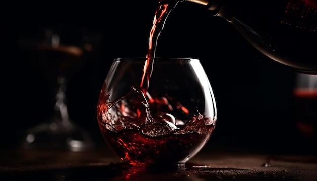 Photo gratuite Éclaboussures de whisky dans un établissement de consommation de verre à whisky de luxe généré par l'ia