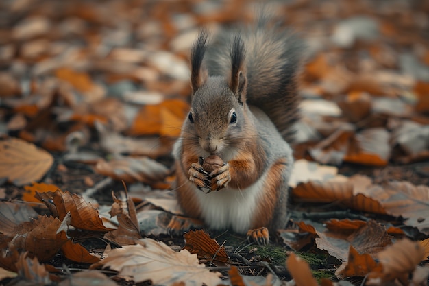 Photo gratuite un écureuil réaliste dans un environnement naturel