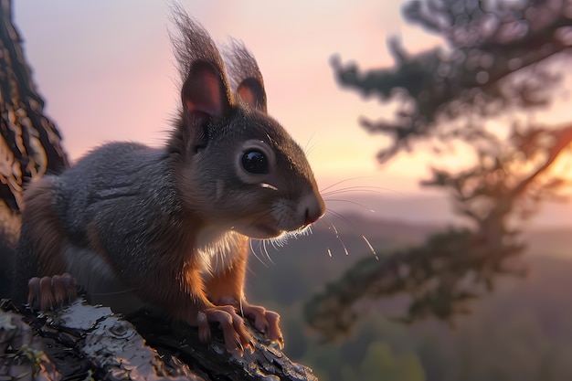 Photo gratuite un écureuil réaliste dans un environnement naturel