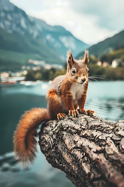 Photo gratuite un écureuil réaliste dans un environnement naturel