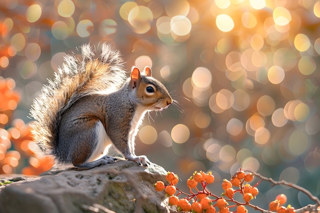 Photo gratuite un écureuil réaliste dans son habitat naturel