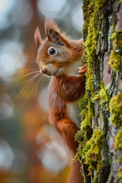 Photo gratuite un écureuil réaliste dans son habitat naturel