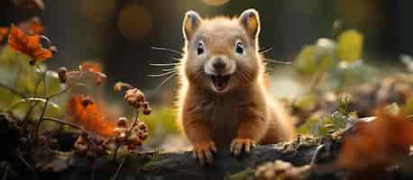 Photo gratuite Écureuil roux dans la forêt beau portrait animal scène de la faune