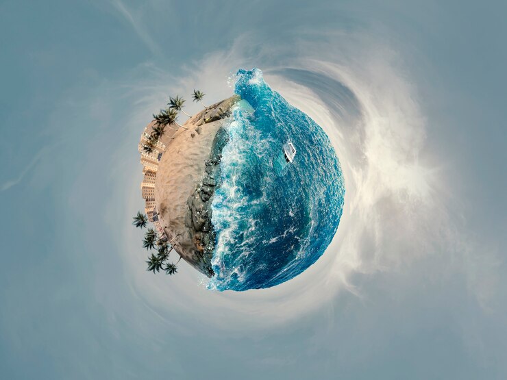 Photo gratuit effets météorologiques avec tsunami