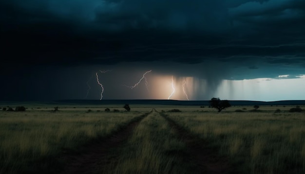 Photo gratuite l'électricité crépite à travers le nuage d'orage menaçant généré par l'ia