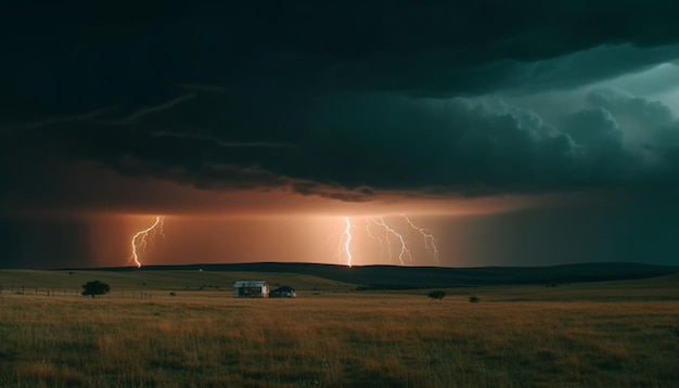 Photo gratuite l'électricité dans la nature éolienne génère de l'énergie générée par l'ia