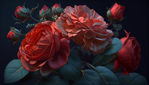 L'élégance de la nature dans un bouquet floral vibrant en toile de fond IA générative