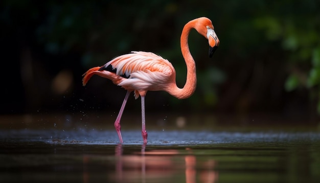 Photo gratuite Élégance rose pataugeant dans la réflexion de l'eau tranquille générée par l'ia