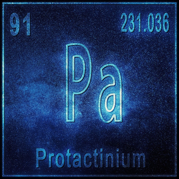 Photo gratuite Élément chimique protactinium, signe avec numéro atomique et poids atomique, élément du tableau périodique