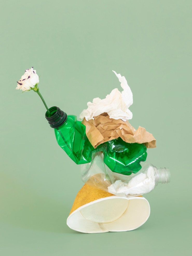 Photo gratuit éléments en plastique non écologiques