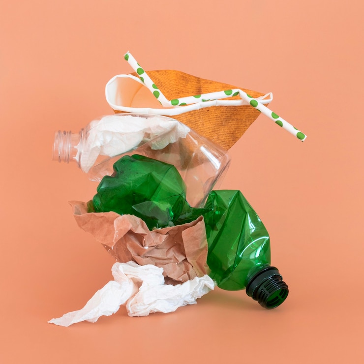 Photo gratuit éléments en plastique non écologiques