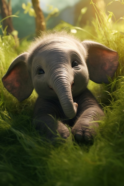 Photo gratuite Éléphant mignon dans la nature