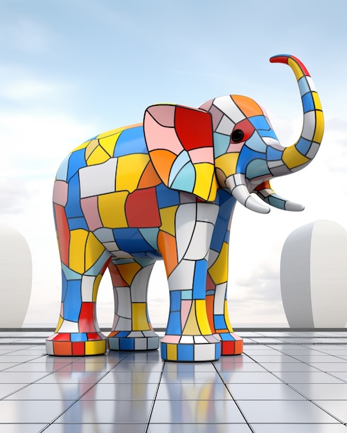 Photo gratuite Éléphant en mosaïque