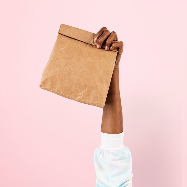 Photo gratuite emballage de sac en papier pour concept alimentaire