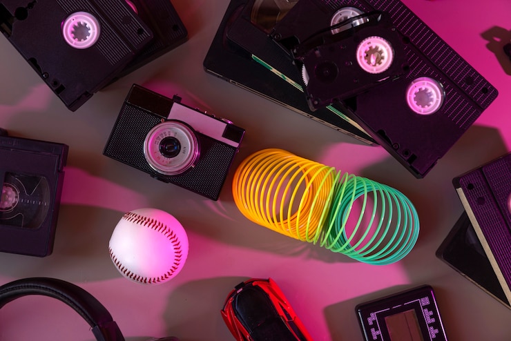 Photo gratuit emballage vhs rétro à l'intérieur