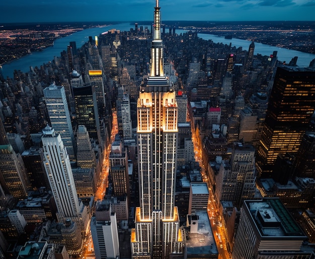 Photo gratuite empire state building la nuit