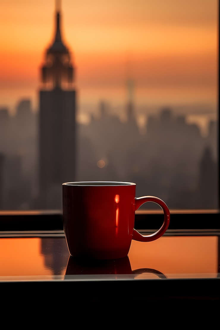 Photo gratuit empire state building vu depuis l'appartement