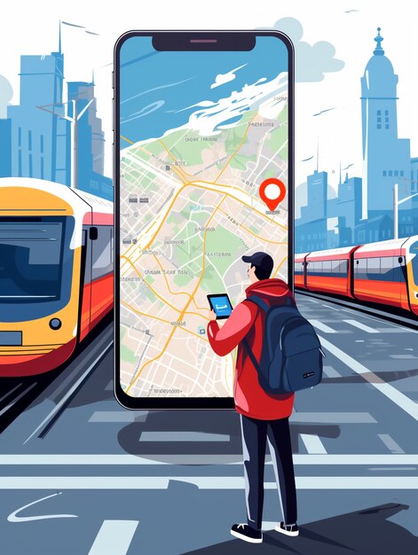 L'emplacement de l'application mobile est l'art numérique