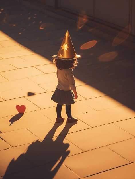 Un enfant adorable jouant avec des ombres.
