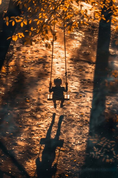 Un enfant adorable jouant avec des ombres.