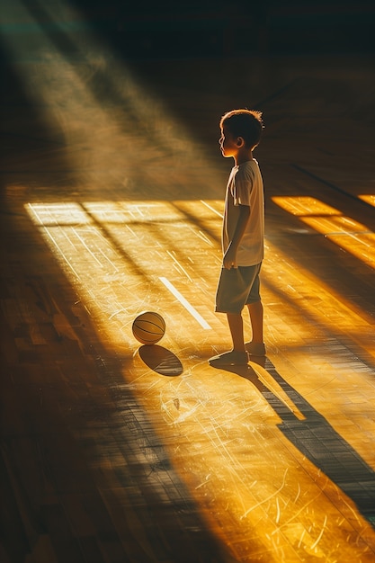 Un enfant adorable jouant avec des ombres.