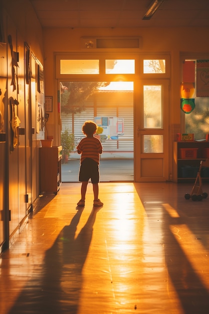 Photo gratuite un enfant adorable jouant avec des ombres.