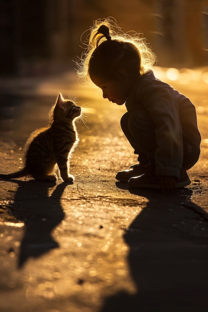 Photo gratuite un enfant adorable jouant avec des ombres.