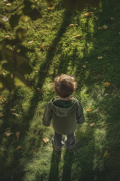 Photo gratuite un enfant adorable jouant avec des ombres.