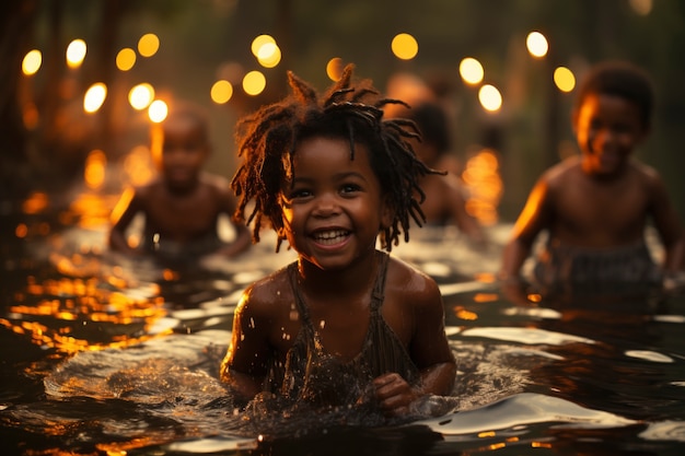 Photo gratuite un enfant africain qui profite de la vie.