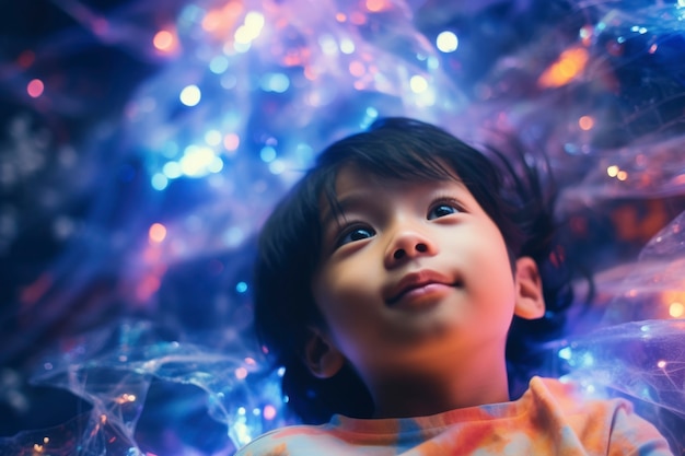 Photo gratuite un enfant autiste vivant dans un monde fantastique.