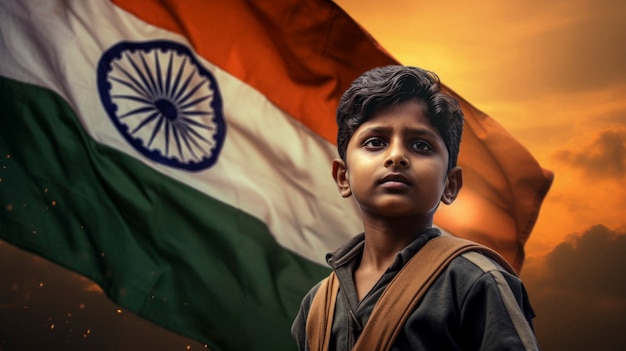 Photo gratuite un enfant célèbre la fête de la république indienne