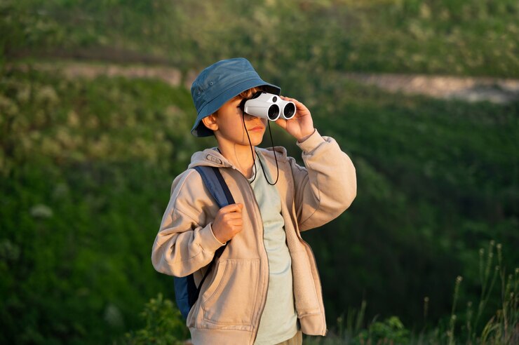 Photo gratuit enfant à coup moyen explorant l'environnement naturel