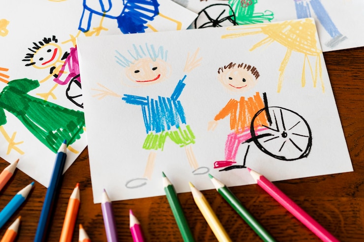 Photo gratuit enfant handicapé et ami haute vue