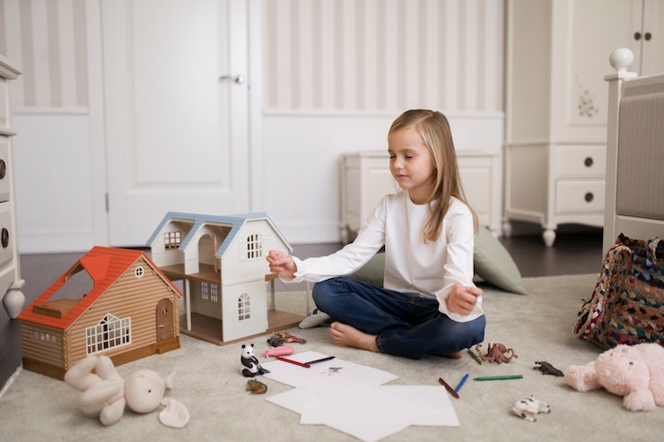Photo gratuit enfant méditant et se concentrant