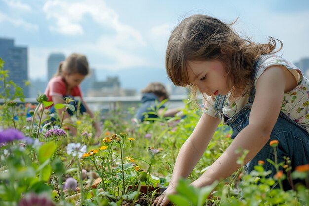 Un enfant qui apprend à jardiner