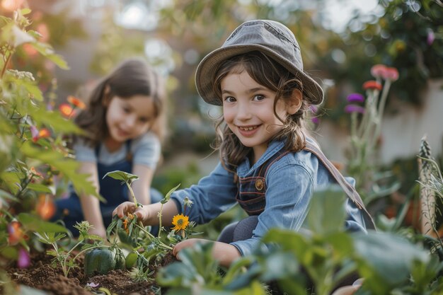 Un enfant qui apprend à jardiner