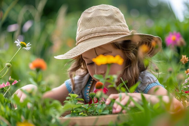 Un enfant qui apprend à jardiner