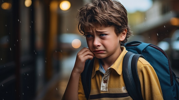 Photo gratuite un enfant qui souffre à l'école d'avoir été victime d'intimidation