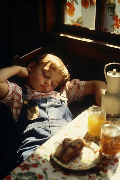 Un enfant de taille moyenne qui dort à l'intérieur.