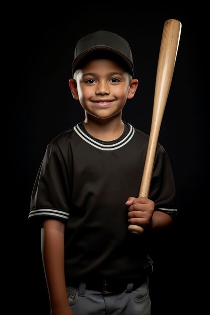 Enfant à tir moyen tenant une balle de baseball