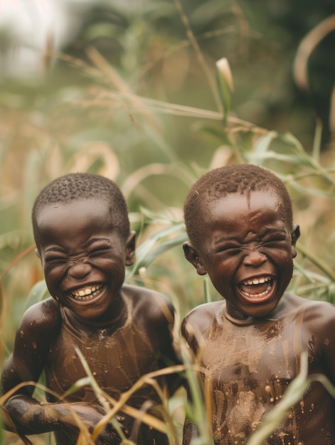 Photo gratuite des enfants africains profitent de la vie