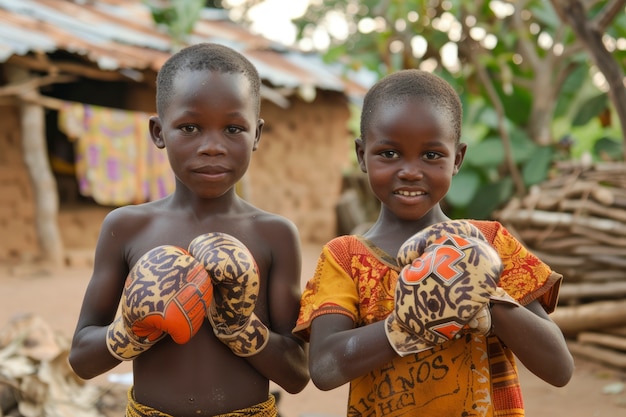 Photo gratuite des enfants africains profitent de la vie.