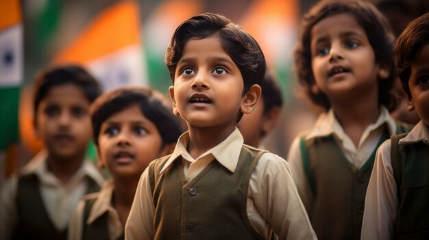 Des enfants célèbrent la fête de la République indienne