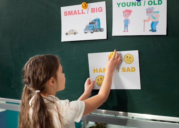 Enfants en classe prenant des cours d'anglais